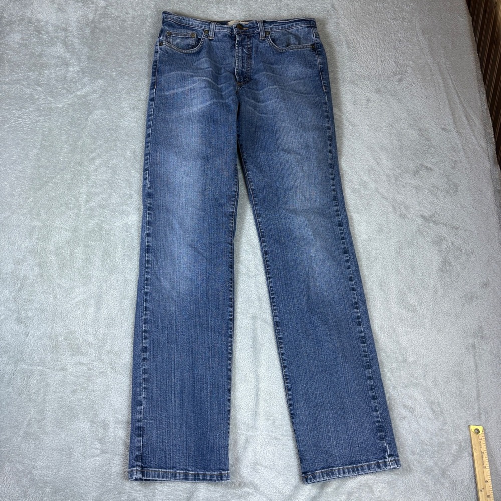 GF Ferre Jeans Mens 34 (Fits 30x33) Straight Blue Whiskered Faded‎ Stretch Italy